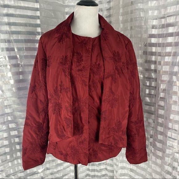 Cold water Creek Red Brocade Snap Up Jacket - Picture 2 of 9